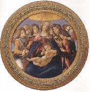 Sandro Botticelli Madonna and child with six Angels or Madonna of the Pomegranate oil on canvas